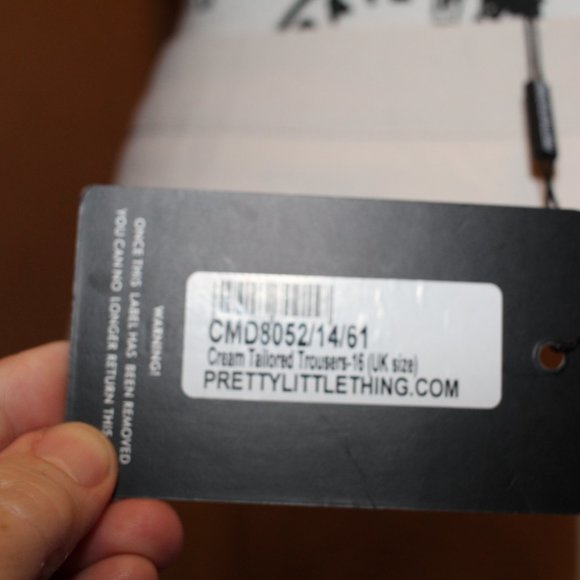 Pretty Little Thing Cream Tailored Trousers Size 12 NWT - Picture 5 of 15